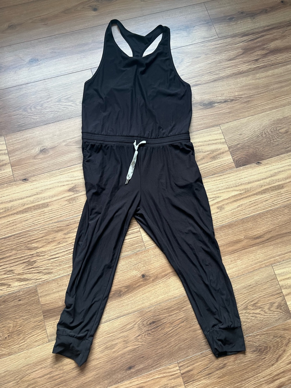 Vuori Lux Jogger Jumpsuit Black Racerback Drawstring Romper Size Medium